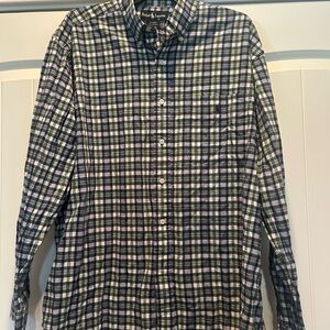 Ralph Lauren Men's Casual Plaid Shirt - Navy and White